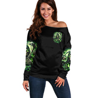 Flame Reaper Skull Off Shoulder Sweater I'm Not Anti Social I'm Just Not User Friendly - Wonder Print Shop