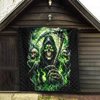 Flame Reaper Skull Quilt I'm Not Anti Social I'm Just Not User Friendly - Wonder Print Shop