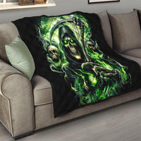 Flame Reaper Skull Quilt I'm Not Anti Social I'm Just Not User Friendly - Wonder Print Shop