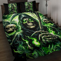 Flame Reaper Skull Quilt Bed Set I'm Not Anti Social I'm Just Not User Friendly - Wonder Print Shop