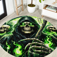 Flame Reaper Skull Round Carpet I'm Not Anti Social I'm Just Not User Friendly