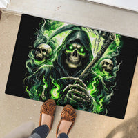Flame Reaper Skull Rubber Doormat I'm Not Anti Social I'm Just Not User Friendly - Wonder Print Shop