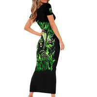Flame Reaper Skull Short Sleeve Bodycon Dress I'm Not Anti Social I'm Just Not User Friendly - Wonder Print Shop