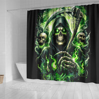 Flame Reaper Skull Shower Curtain I'm Not Anti Social I'm Just Not User Friendly