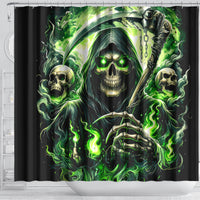 Flame Reaper Skull Shower Curtain I'm Not Anti Social I'm Just Not User Friendly