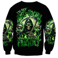 Flame Reaper Skull Sweatshirt I'm Not Anti Social I'm Just Not User Friendly - Wonder Print Shop