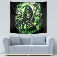 Flame Reaper Skull Tapestry I'm Not Anti Social I'm Just Not User Friendly - Wonder Print Shop