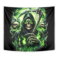 Flame Reaper Skull Tapestry I'm Not Anti Social I'm Just Not User Friendly - Wonder Print Shop