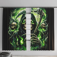 Flame Reaper Skull Window Curtain I'm Not Anti Social I'm Just Not User Friendly - Wonder Print Shop