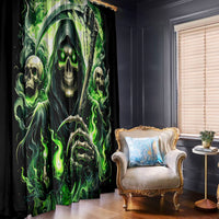 Flame Reaper Skull Window Curtain I'm Not Anti Social I'm Just Not User Friendly - Wonder Print Shop