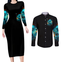 Witch Skull Couples Matching Long Sleeve Bodycon Dress and Long Sleeve Button Shirt She Whispered Back Iam The Storm - Wonder Print Shop