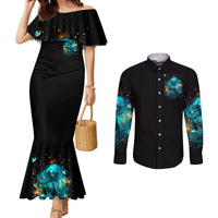 Witch Skull Couples Matching Mermaid Dress and Long Sleeve Button Shirt She Whispered Back Iam The Storm