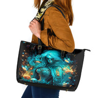 Witch Skull Leather Tote Bag She Whispered Back Iam The Storm - Wonder Print Shop