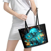 Witch Skull Leather Tote Bag She Whispered Back Iam The Storm - Wonder Print Shop