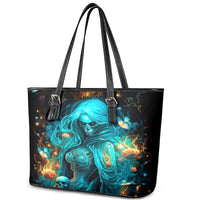Witch Skull Leather Tote Bag She Whispered Back Iam The Storm - Wonder Print Shop