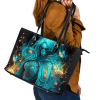 Witch Skull Leather Tote Bag She Whispered Back Iam The Storm - Wonder Print Shop