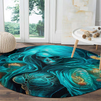 Witch Skull Round Carpet She Whispered Back Iam The Storm