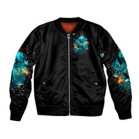 Witch Skull Sleeve Zip Bomber Jacket She Whispered Back Iam The Storm - Wonder Print Shop