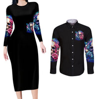 Rose Skull Couples Matching Long Sleeve Bodycon Dress and Long Sleeve Button Shirt Assuming I Was Like Most Girls Was Your First Mistake - Wonder Print Shop