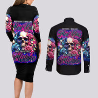 Rose Skull Couples Matching Long Sleeve Bodycon Dress and Long Sleeve Button Shirt Assuming I Was Like Most Girls Was Your First Mistake - Wonder Print Shop