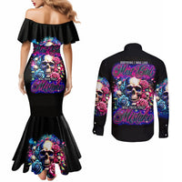 Rose Skull Couples Matching Mermaid Dress and Long Sleeve Button Shirt Assuming I Was Like Most Girls Was Your First Mistake