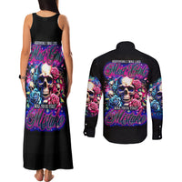 Rose Skull Couples Matching Tank Maxi Dress and Long Sleeve Button Shirt Assuming I Was Like Most Girls Was Your First Mistake - Wonder Print Shop