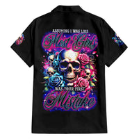 Rose Skull Family Matching Off Shoulder Long Sleeve Dress and Hawaiian Shirt Assuming I Was Like Most Girls Was Your First Mistake - Wonder Print Shop