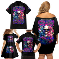 Rose Skull Family Matching Off Shoulder Short Dress and Hawaiian Shirt Assuming I Was Like Most Girls Was Your First Mistake - Wonder Print Shop