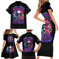 Rose Skull Family Matching Short Sleeve Bodycon Dress and Hawaiian Shirt Assuming I Was Like Most Girls Was Your First Mistake - Wonder Print Shop