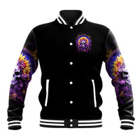 Sunflower Skull Baseball Jacket She Is Sunshine Mixed With A Little Hurricane - Wonder Print Shop