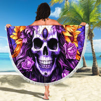 Sunflower Skull Beach Blanket She Is Sunshine Mixed With A Little Hurricane - Wonder Print Shop