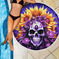 Sunflower Skull Beach Blanket She Is Sunshine Mixed With A Little Hurricane - Wonder Print Shop