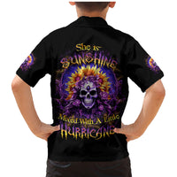 Sunflower Skull Family Matching Mermaid Dress and Hawaiian Shirt She Is Sunshine Mixed With A Little Hurricane - Wonder Print Shop