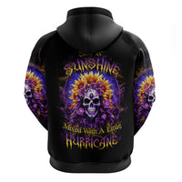 Sunflower Skull Hoodie She Is Sunshine Mixed With A Little Hurricane - Wonder Print Shop