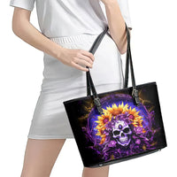Sunflower Skull Leather Tote Bag She Is Sunshine Mixed With A Little Hurricane - Wonder Print Shop