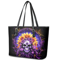 Sunflower Skull Leather Tote Bag She Is Sunshine Mixed With A Little Hurricane - Wonder Print Shop