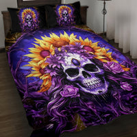 Sunflower Skull Quilt Bed Set She Is Sunshine Mixed With A Little Hurricane - Wonder Print Shop