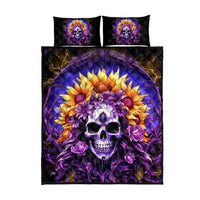 Sunflower Skull Quilt Bed Set She Is Sunshine Mixed With A Little Hurricane - Wonder Print Shop