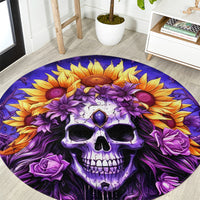 Sunflower Skull Round Carpet She Is Sunshine Mixed With A Little Hurricane