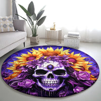 Sunflower Skull Round Carpet She Is Sunshine Mixed With A Little Hurricane