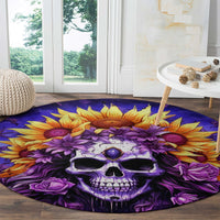 Sunflower Skull Round Carpet She Is Sunshine Mixed With A Little Hurricane