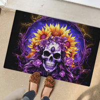 Sunflower Skull Rubber Doormat She Is Sunshine Mixed With A Little Hurricane - Wonder Print Shop