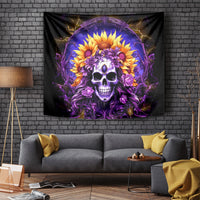 Sunflower Skull Tapestry She Is Sunshine Mixed With A Little Hurricane - Wonder Print Shop