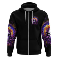 Sunflower Skull Zip Hoodie She Is Sunshine Mixed With A Little Hurricane - Wonder Print Shop