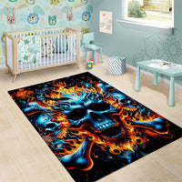 Flame Skull Area Rug When I Was Born The Devil Said Ohh Shit Competition - Wonder Print Shop