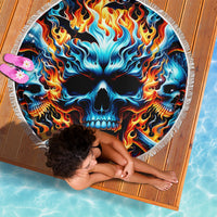 Flame Skull Beach Blanket When I Was Born The Devil Said Ohh Shit Competition - Wonder Print Shop