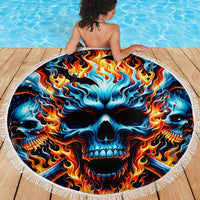 Flame Skull Beach Blanket When I Was Born The Devil Said Ohh Shit Competition - Wonder Print Shop