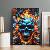 Flame Skull Canvas Wall Art When I Was Born The Devil Said Ohh Shit Competition - Wonder Print Shop