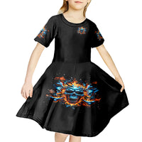 Flame Skull Kid Short Sleeve Dress When I Was Born The Devil Said Ohh Shit Competition - Wonder Print Shop