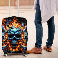 Flame Skull Luggage Cover When I Was Born The Devil Said Ohh Shit Competition - Wonder Print Shop
